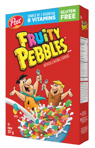 Fruity Pebbles cereal box