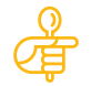 consumer issues icon of a hand outlined in yellow