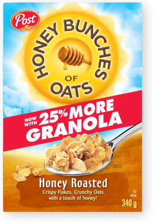 Honey Bunches of Oats 25 percent more granola